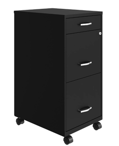 lot 500 image: Space Solutions 18 Deep 3 Drawer Mobile Letter Width Vertical File Cabinet, Black