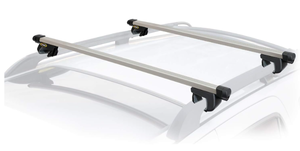 lot 502 image: CargoLoc 2-Piece 60 Collapsible Aluminum Roof Top Cross Bar Set  Fits Maximum 55 Span Across Existing Raised Side Rails with Gap