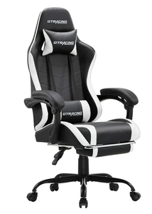lot 515 image: GTRACING GTWD-200 Ergonomic Gaming Chair with Adjustable Pillows and Footrest , White