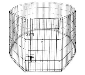 lot 522 image: Vibrant Life 8-Panel Customizable Pet Exercise Playpen with Door, 36 in, for Dogs Up to 70 lbs
