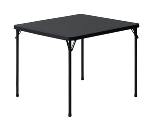 lot 655 image: Mainstays 34 SquarMainstays 34 Square Resin Fold-in-Half Tablee Resin Fold-in-Half Table