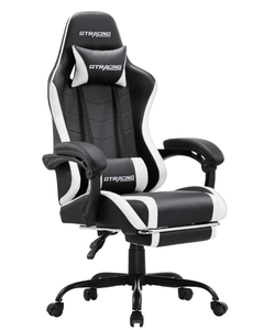 lot 662 image: GTRACING GTWD-200 Ergonomic Gaming Chair with Adjustable Pillows and Footrest , White