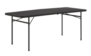 lot 667 image: Mainstays 6 Foot Bi-Fold Plastic Folding Table, Black