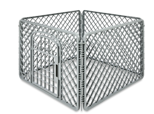 lot 673 image: Vibrant Life 4-Panel Pet Playpen, 24H Dog Fence with Door for Indoor and Outdoor Use