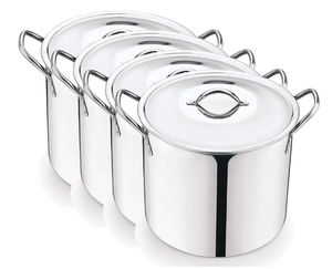 lot 681 image: LOT of 4 Mainstays 8-Qt Stainless Steel Stock Pot with Metal Lid
