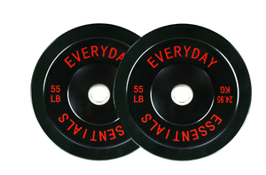 lot 689 image: BalanceFrom Olympic Bumper Plate Weight Plate, 55 lbs Pair Black