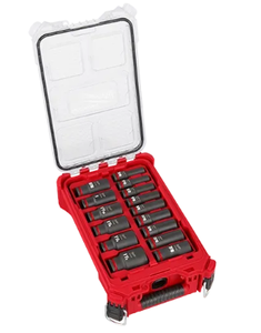 lot 69 image: 15PCS Milwaukee SHOCKWAVE Impact Duty Socket 12 Dr SAE PACKOUT Set 49-66-6802