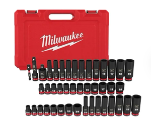 lot 71 image: 43PCS Milwaukee SHOCKWAVE Impact Duty 38 Drive SAE & Metric Deep 6 Point Socket Set 49-66-7009