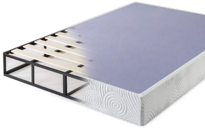 lot 357 image: Full Size ZINUS Metal Box Spring with Wood Slats, 9 Mattress Foundation, Sturdy Steel Structure