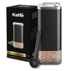 lot 401 image: LOT OF 3 Kaffe Airtight Kitchen Storage Container, Coffee Canister with Airtight Lid (BPA Free) Black  Stainless Steel