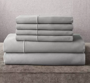 lot 403 image: Members Mark Hotel Luxury Collection 1000-Thread-Count Egyptian Cotton Sheet Set, Soft Silver Assorted Sizes Queen