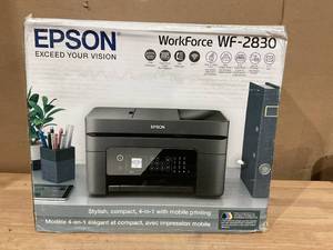 lot 362 image: Epson Workforce WF-2830 Wireless Color Inkjet All-in-One Printer, Print Scan Copy and Fax, Automatic 2-Sided Printing, 1. 4 Color LCD, 100-sheet Paper Tray, Wi-Fi Direct Connectivity, Black