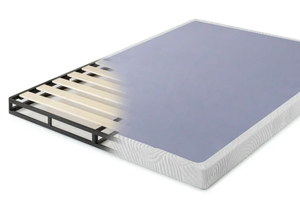 lot 476 image: Cal King Zinus 4 Metal Box Spring with Wood Slats, Mattress Foundation
