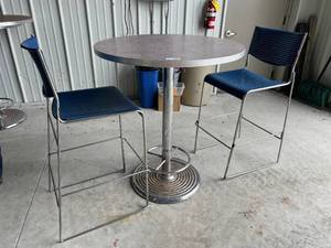 lot 304 image: One Hightop Bistro Table & Two Chairs