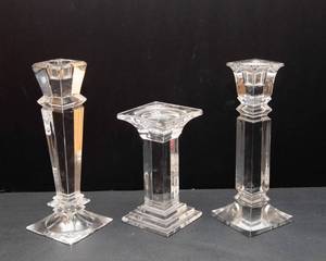 lot 19 image: Set of Three Large Glass Candle Holders