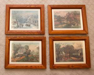 lot 23 image: Four Currier & Ives American Homestead Prints - Four Seasons Collection