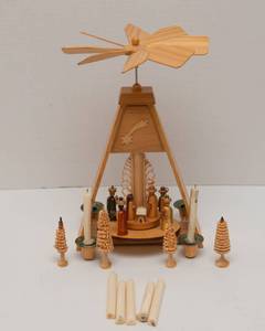 lot 41 image: Vintage German Christmas Carousel with Nativity Scene