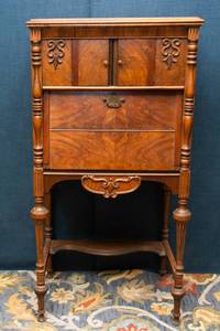 Antique Victorian Slant Front Desk with Burl Wood Veneer