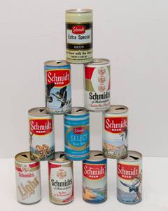 lot 81 image: Set of 10 Vintage Schmidt Beer Cans