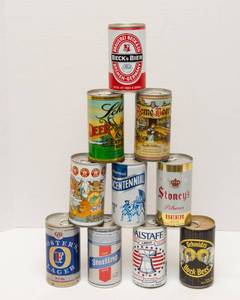lot 98 image: 10 Unique Vintage Collectible Beer Cans