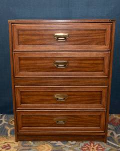 lot 120 image: Mid-Century Modern Engineered Wood Tallboy Dresser