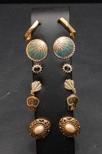 lot 125 image: Five Pairs of Gold Tone Clip-On Earrings