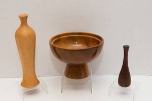 lot 142 image: Turned Wood Vases and Bowl