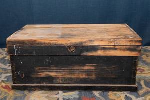 lot 163 image: Antique Wooden Trunk