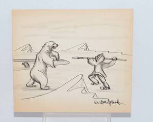 lot 176 image: Original Robert Mayokok Drawing from Alaska