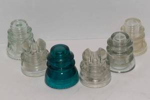 lot 218 image: Six AntiqueVintage Glass Insulators
