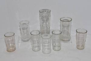 lot 228 image: Eight Vintage Clear Drinking glasses