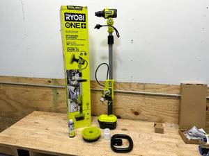 lot 77 image: RYOBI ONE 18V Cordless Soap Dispensing Scrubber (Tool Only)