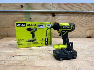 lot 91 image: RYOBI ONE 18V Cordless 14 in. Impact Driver Kit with 1.5 Ah Battery