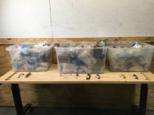 lot 41 image: Lot of 3 Bins of Assorted Cabinet Handles