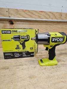 lot 33 image: RYOBI ONE HP 18V Brushless Cordless 4-Mode 12 in. High Torque Impact Wrench (Tool Only)