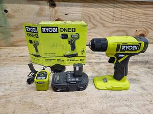 lot 35 image: RYOBI ONE 18V Cordless 38 in. DrillDriver Kit with 1.5 Ah Battery and Charger