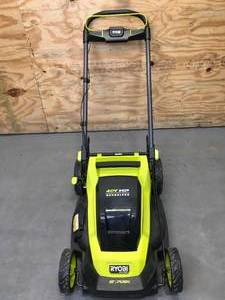 lot 50 image: RYOBI 40V HP Brushless 20 in. Cordless Battery Walk Behind Push Lawn Mower with 6.0 Ah Battery and Charger Model # RY401017VNM (Retails for $329)