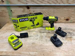 lot 148 image: RYOBI ONE 18V Cordless 12 in. DrillDriver Kit with (2) 1.5 Ah Batteries and Charger