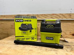lot 195 image: RYOBI ONE 18V Cordless 1 Gal. WetDry Vacuum (Tool Only)