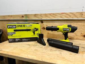 lot 215 image: RYOBI ONE HP 18V Brushless Cordless 220 CFM 140 MPH Compact Blower (Tool-Only)