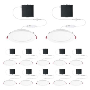 lot 28 image: Commercial Electric Pro Value Series LED 6 in Round Adj Color Temp Canless Recessed Light, Wht 12-Pk