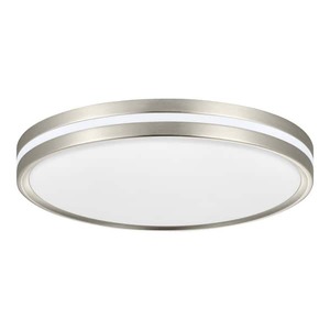 lot 32 image: Hampton Bay Ashburrow 15 in. Light Brushed Nickel Adjustable CCT Integrated LED Ceiling Flush Mount Fixture with Night Light