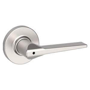 lot 67 image: Kwikset Hollis Round Rose Satin Nickel Privacy BedBath Door Handle