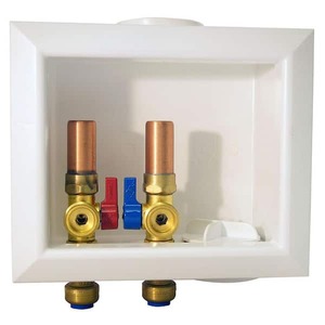 lot 117 image: Tectite 12 in. Brass Push-to-Connect x 34 in. Male Hose Thread Washing Machine Outlet Box with Water Hammer Arrestors
