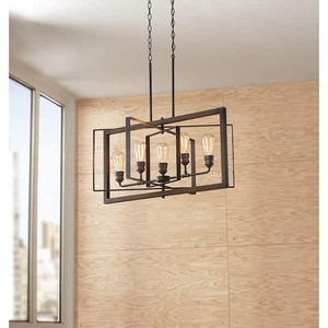 lot 132 image: Home Decorators Collection Palermo Grove 5-Light Black with Walnut Accent Linear Coastal Chandelier