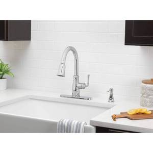 lot 133 image: Glacier Bay Kagan Chrome 15 in. H Pull Down Sprayer Kitchen Faucet with 360° Swivel Spout