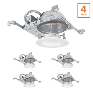lot 144 image: Commercial Electric Commercial Electric 6 in. LED White Round Recessed Lighting Trim and Shallow Housing Kit Selectable CCT, 6-Pack