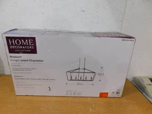 lot 20 image: Home Decorators Collection Weyburn 36 in. 5-Light Bronze Farmhouse Linear Chandelier Light Fixture