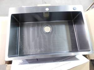 lot 24 image: Glacier Bay 33 in. Drop-In Single Bowl 18 Gauge Gunmetal Black Stainless Steel Kitchen Sink