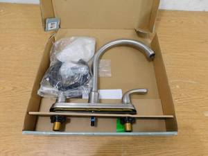 lot 120 image: Glacier Bay Builders Double Handle Standard Kitchen Faucet with Side Sprayer in Stainless Steel